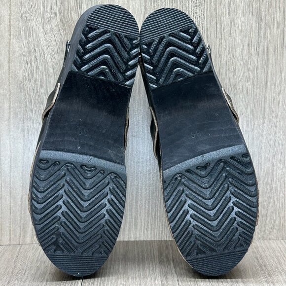 Moheda Toffeln Clog Sandals Womens Sz 39 Mule Slip On Leather Wedge Casual Black - Picture 13 of 13